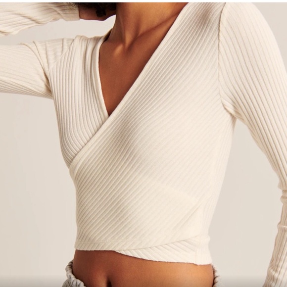 Abercrombie u0026 Fitch | Tops | Abercrombie Fitch Long Sleeve Ribbed Wrap Top  | Poshmark